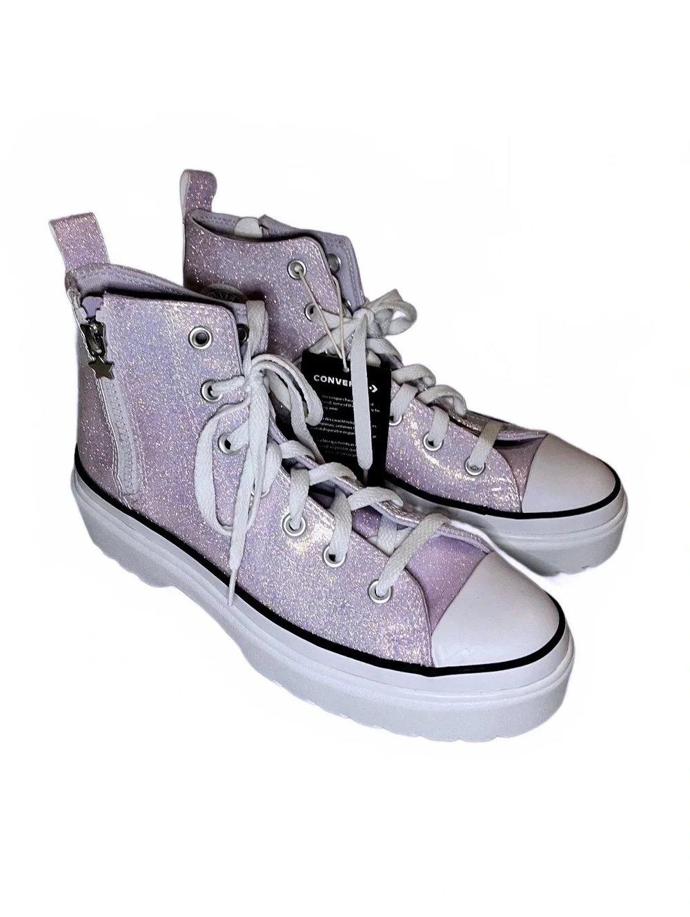 Converse Platform Purple Glitter High Top Sneakers Youth 7/Women’s 8.5